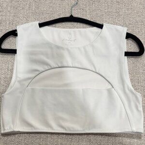 Free People Size L White Activewear Cropped Tank